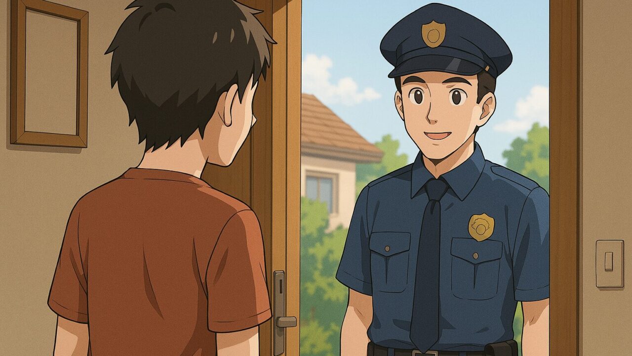 家の玄関を開けたら警察官がいる。