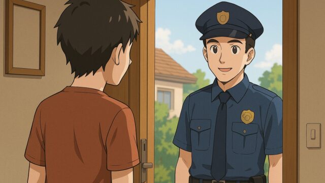 家の玄関を開けたら警察官がいる。