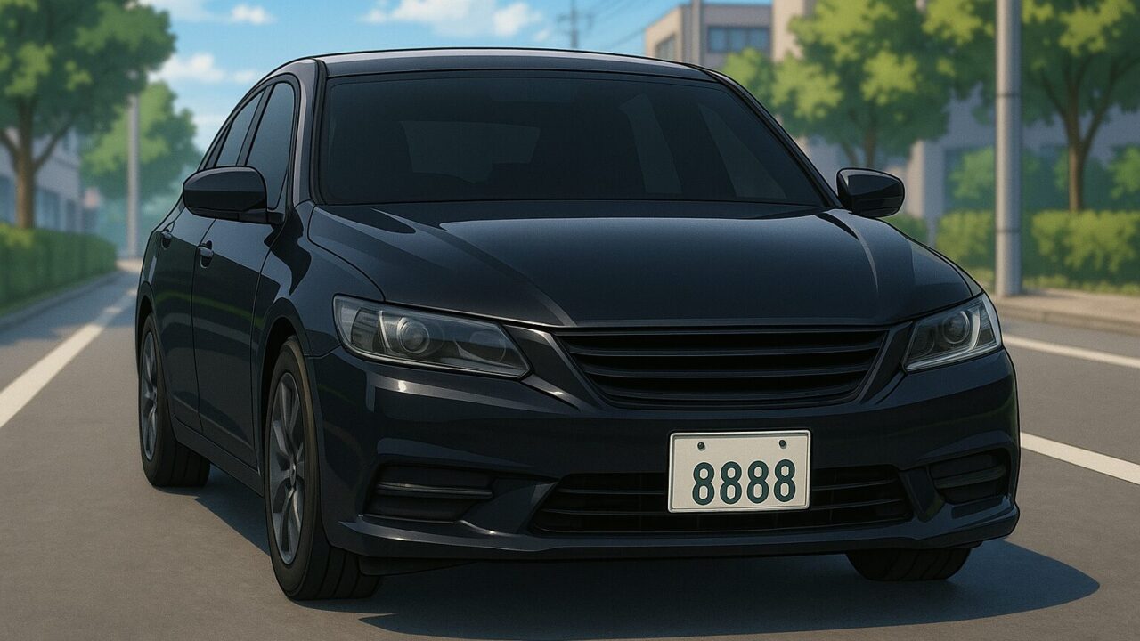 ナンバープレートの４桁数字が「８８８８」の車