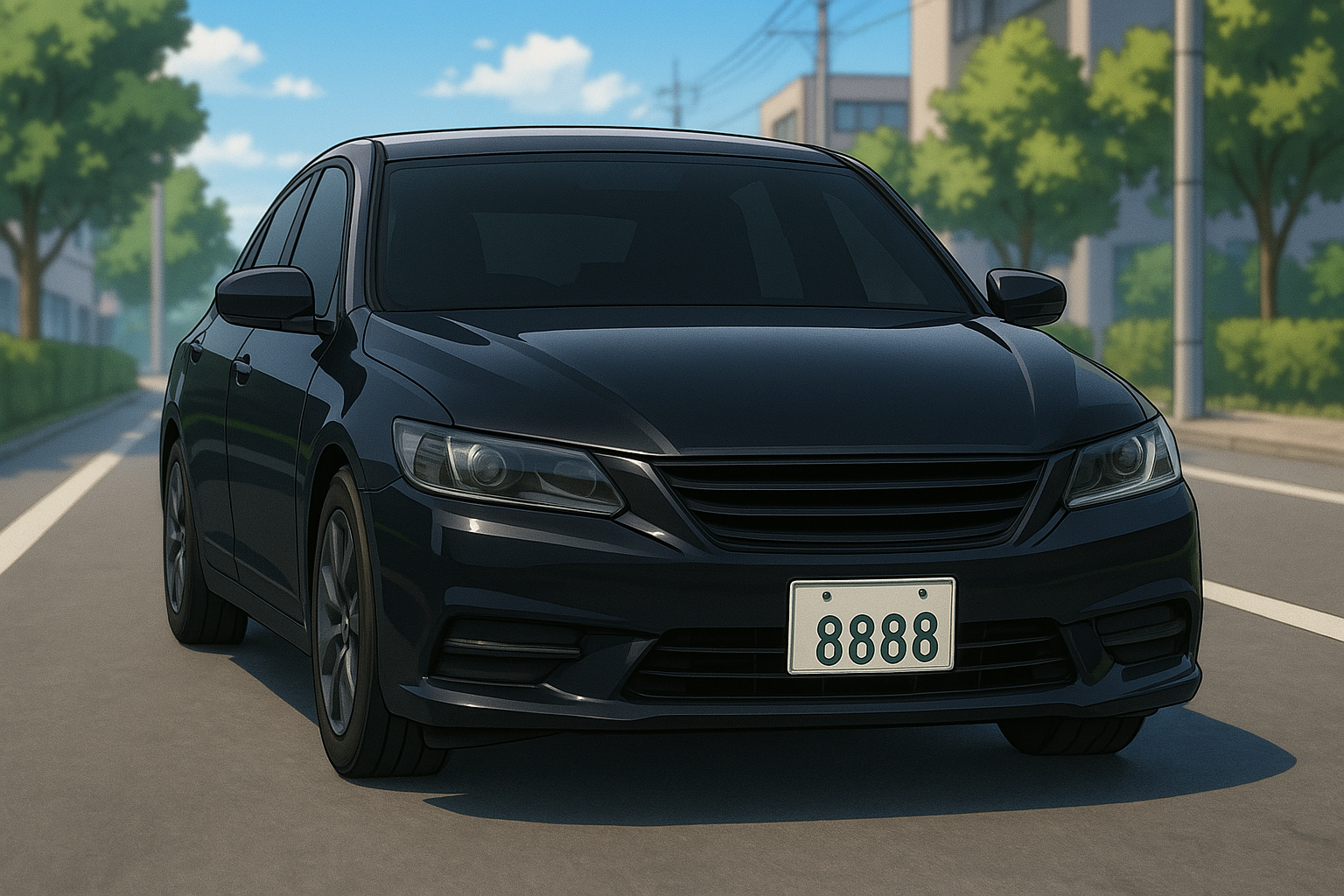ナンバープレートの４桁数字が「８８８８」の車