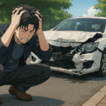 事故を起こして悩む男性