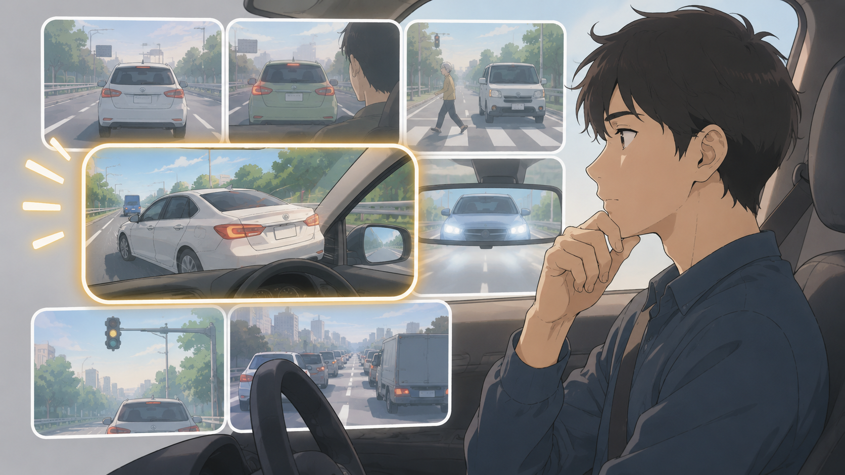 自分がいちばんイライラする運転場面（引き金）に気づくイラスト