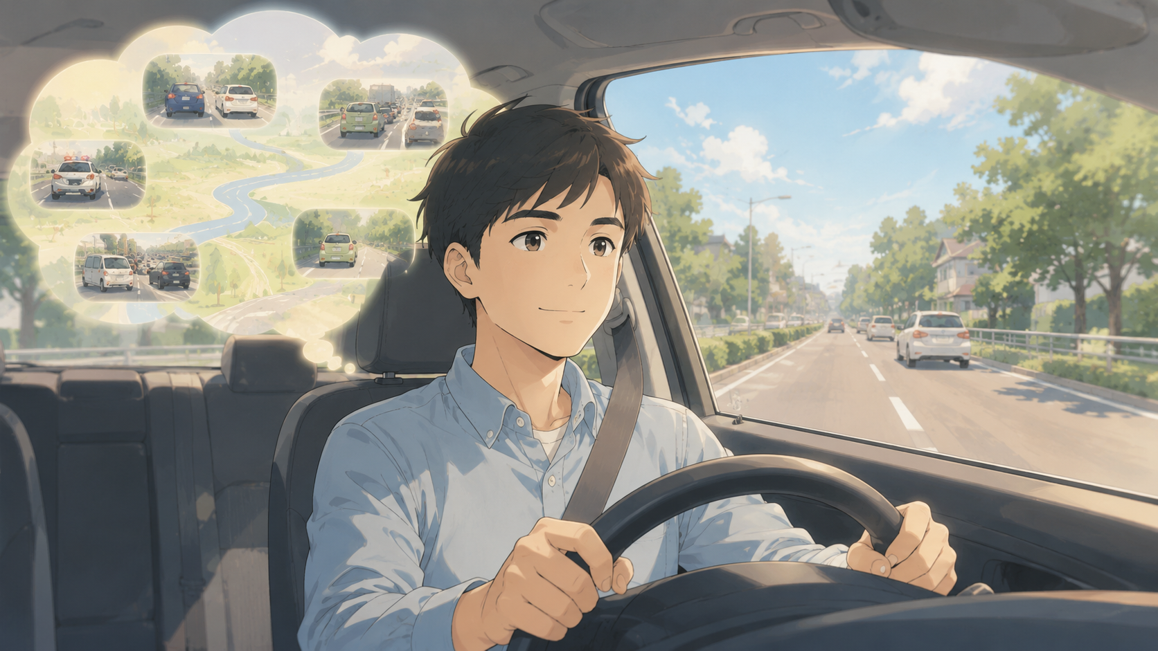 自分の運転のクセを地図のように把握して穏やかに運転するイメージ