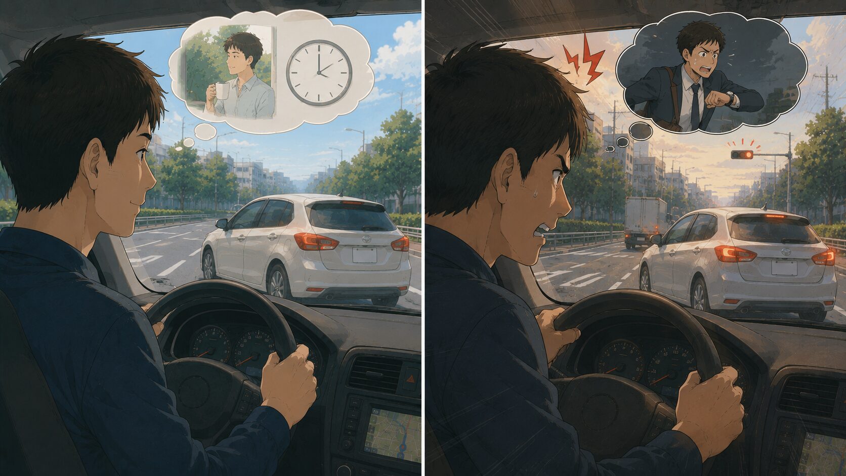 時間に余裕がある自分と焦ってカッとなる自分の対比