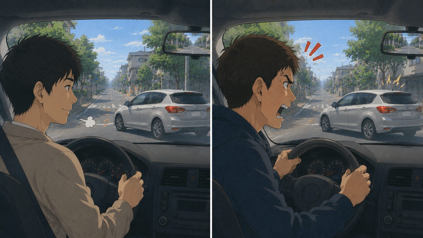 同じ割り込みに穏やかな人と激怒する人の対比