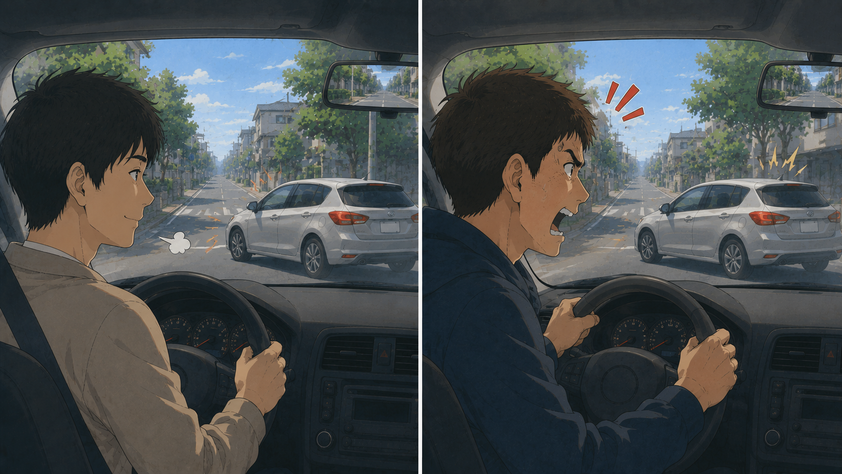 同じ割り込みに穏やかな人と激怒する人の対比