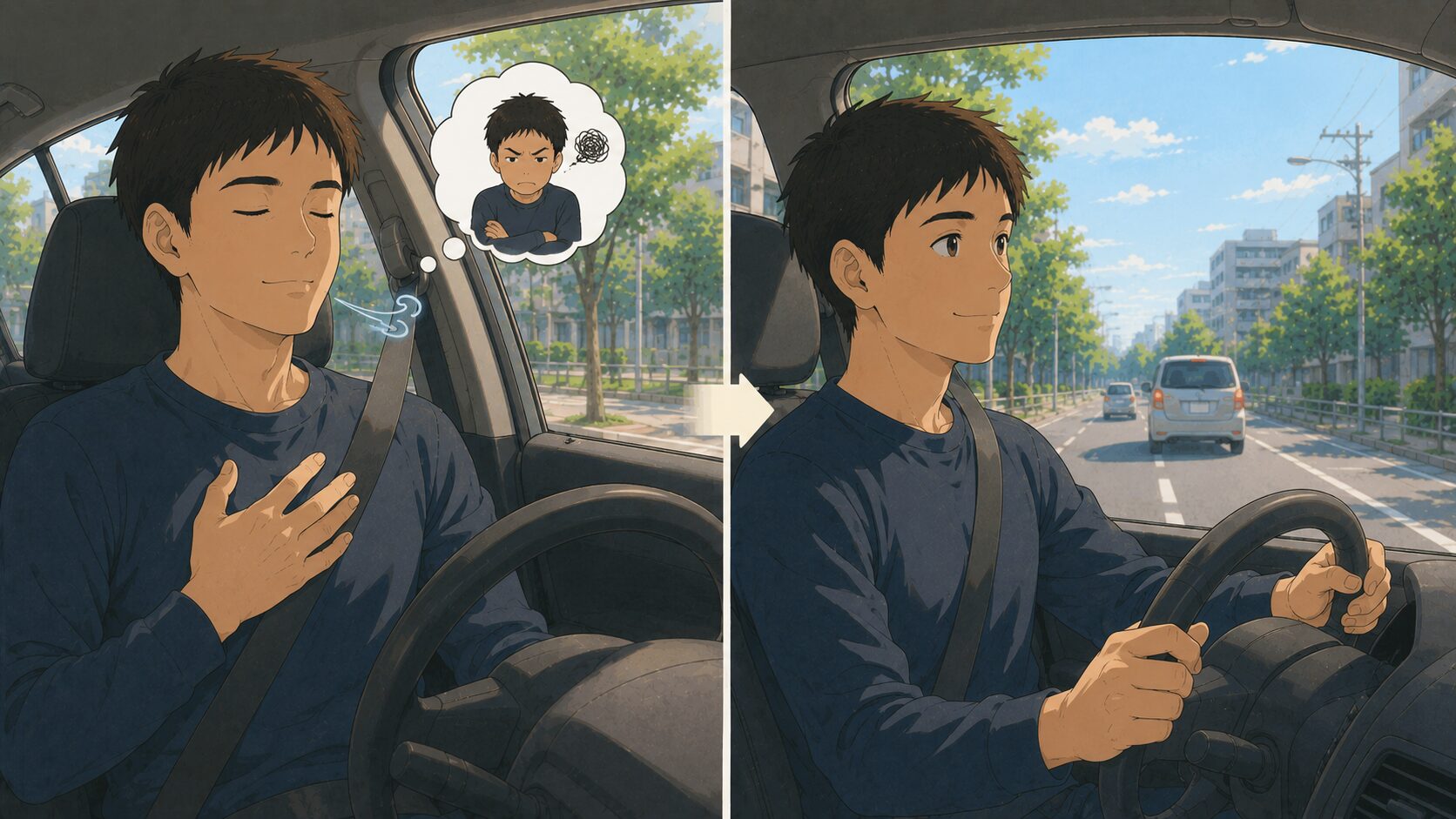 自分の怒りやすさを自覚し穏やかに運転するドライバー