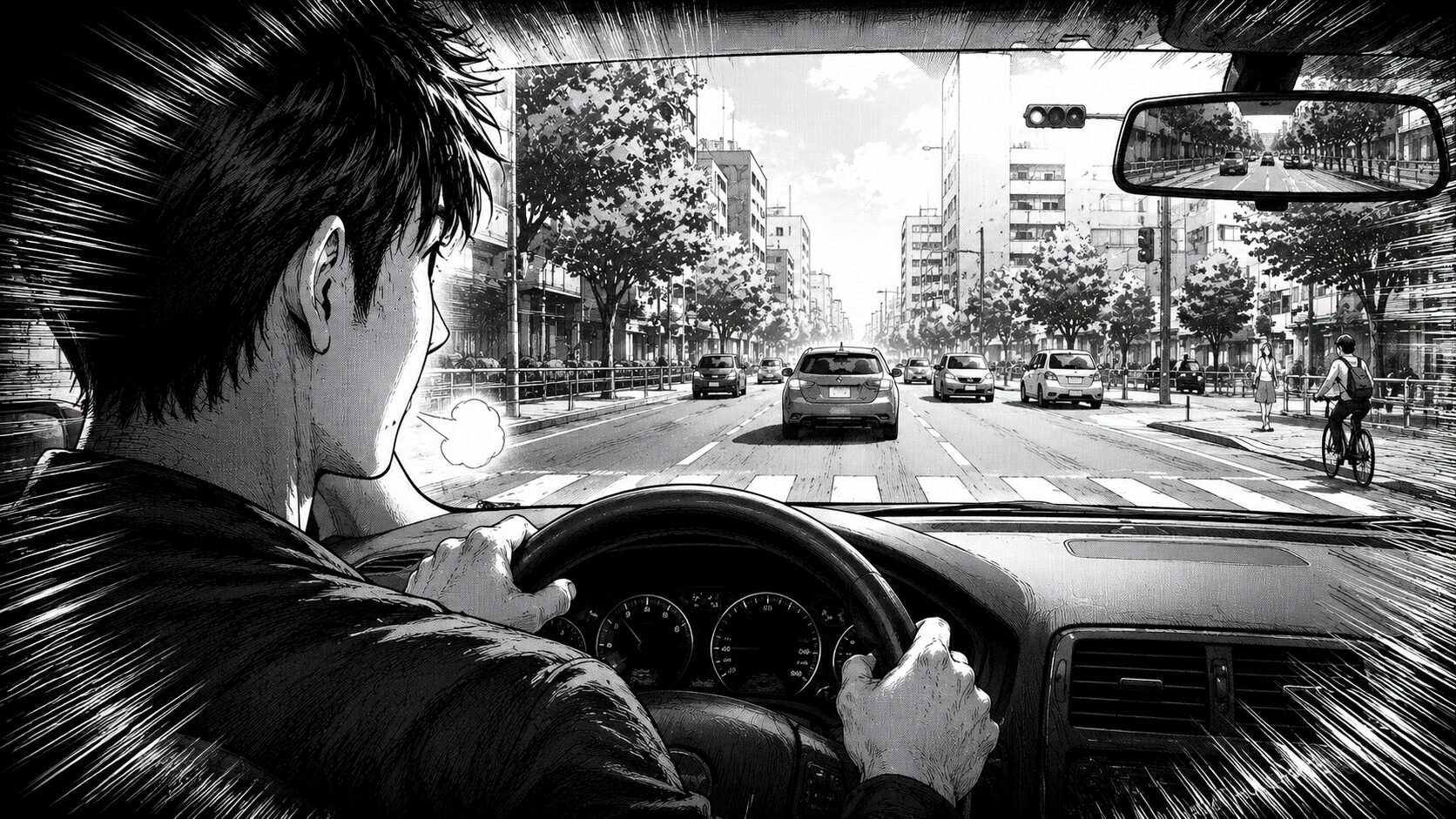息を吐いて落ち着き視界が晴れて周囲が見えるドライバー