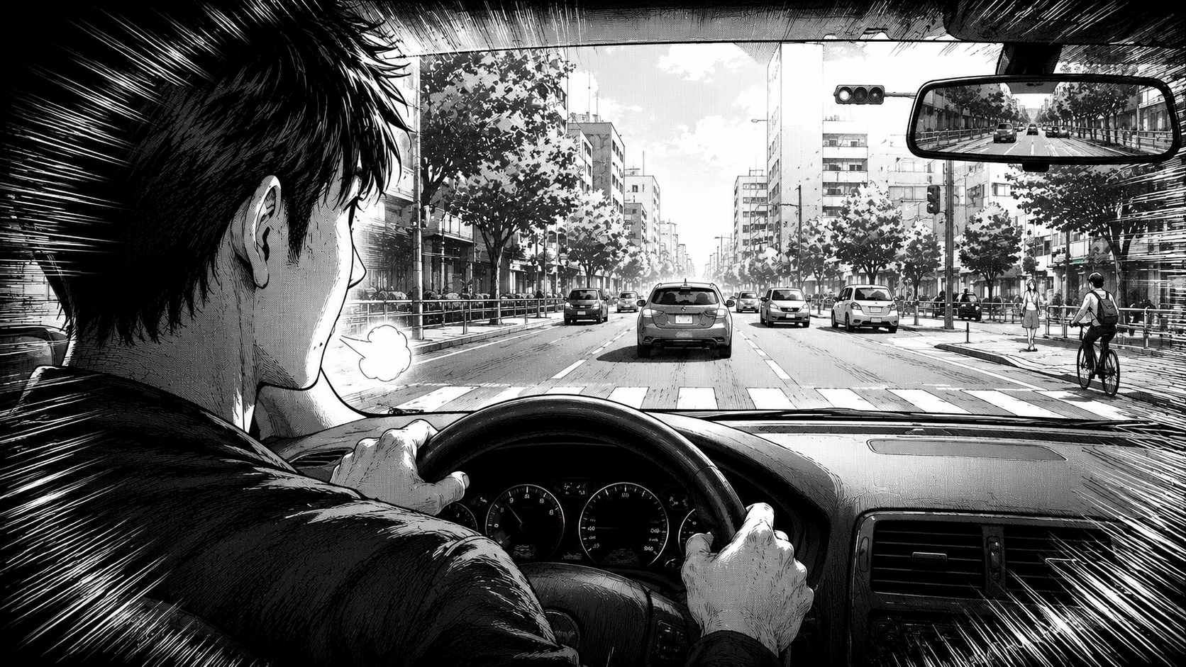 息を吐いて落ち着き視界が晴れて周囲が見えるドライバー