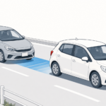 前の車に車間を詰めて迫る後続車のイラスト