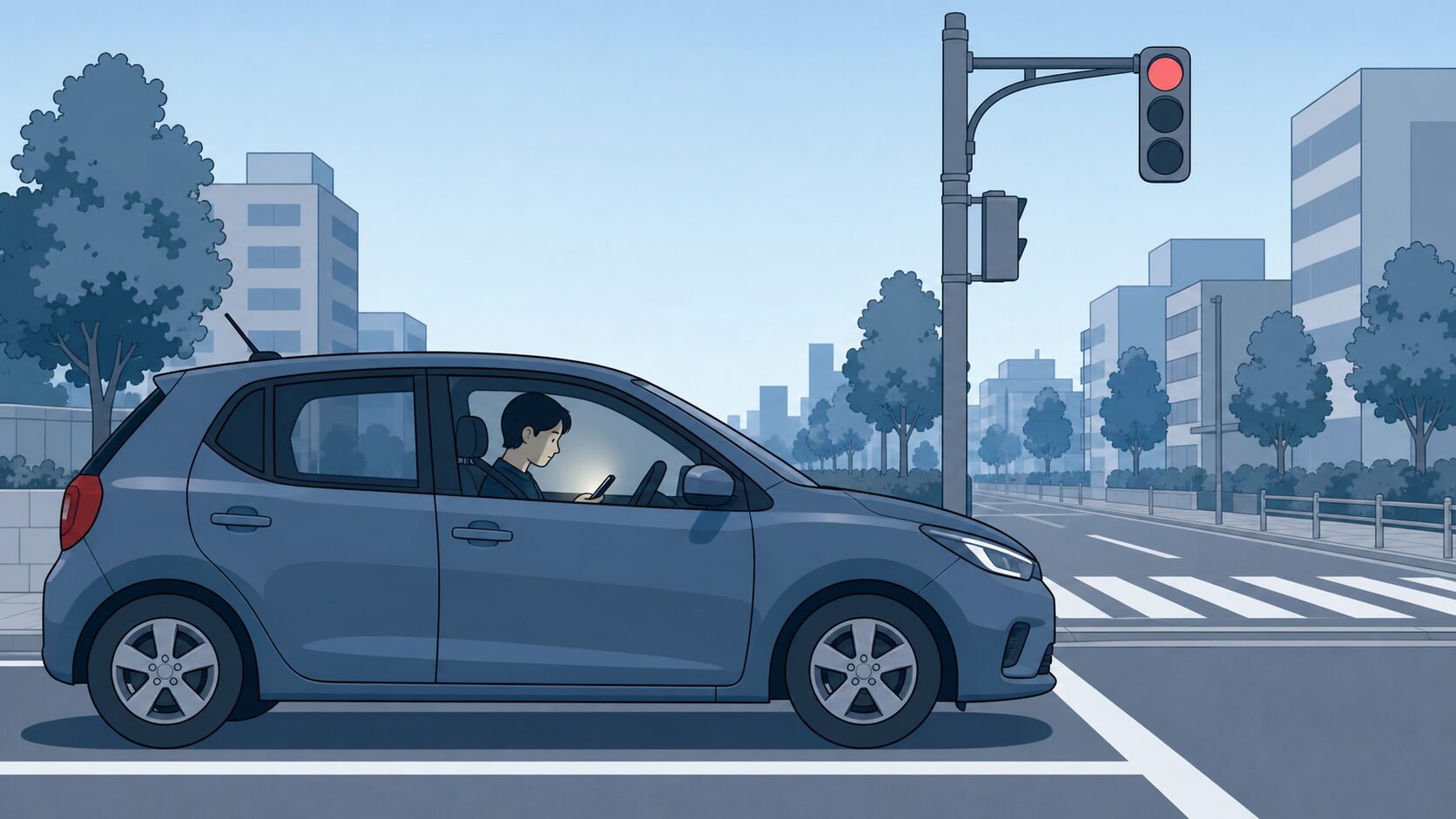 ながらスマホは信号待ちなら違反？「停止しているとき」の線引きと罰則